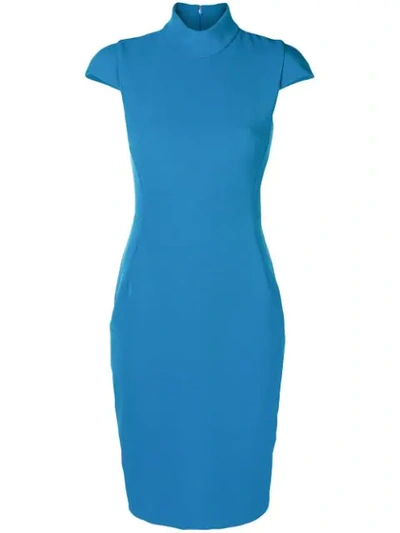 Shop Versace Collection Fitted Shortsleeved Dress - Blue