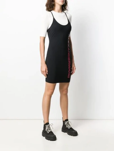 Shop Alexander Wang Logo Print Cami Dress In Black