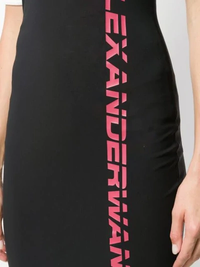 Shop Alexander Wang Logo Print Cami Dress In Black