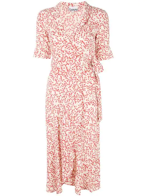 ganni goldstone wrap dress