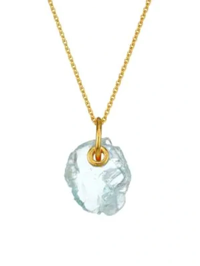 Shop Monica Vinader 18k Yellow Gold Vermeil & Aquamarine Pendant Necklace
