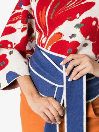 Shop Rosie Assoulin Cashmere Tied Waist Floral Sweater - Neutrals