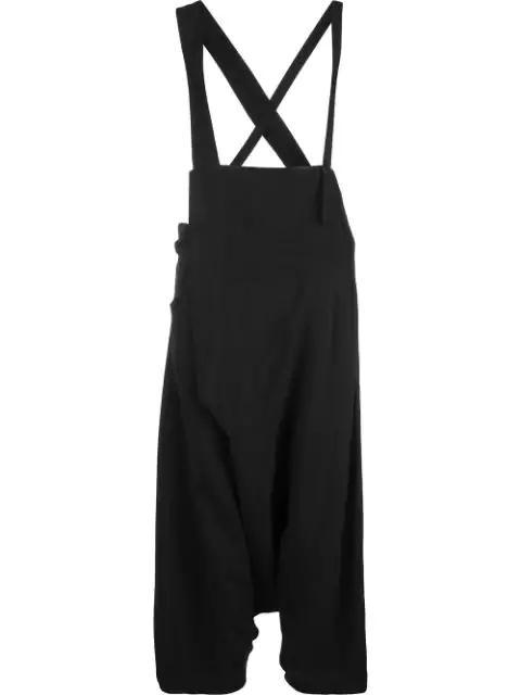black dungaree trousers