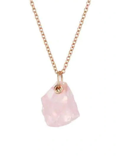 Shop Monica Vinader 18k Rose Gold Vermeil & Rose Quartz Pendant Necklace