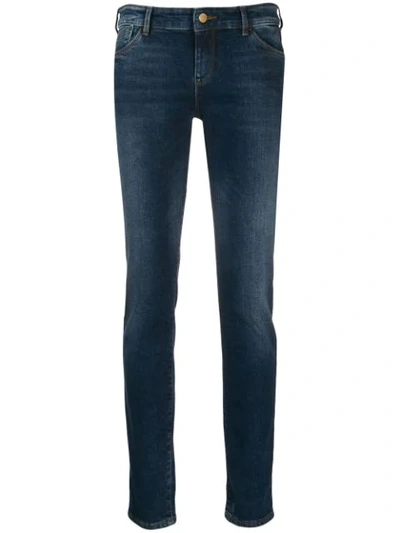 Shop Emporio Armani Logo Skinny Jeans In Blue