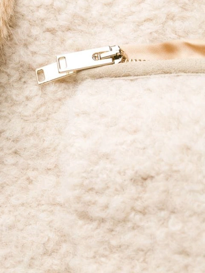 Shop Stella Mccartney Fur Free Fur Zip-up Patched Jacket In Neutrals