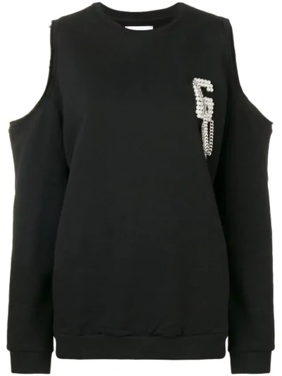 Shop Gaëlle Bonheur Gaelle Bonheur Cold Shoulder Sweatshirt - Black