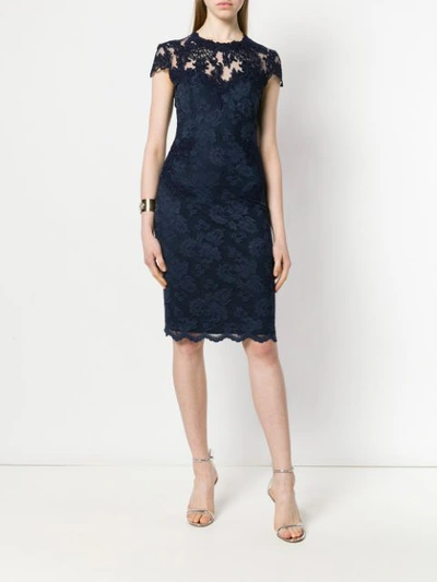 Shop Olvi S Olvi´s Lace-embroidered Fitted Dress - Blue