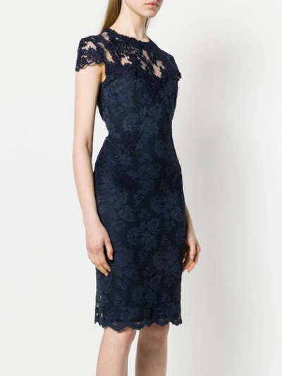 Shop Olvi S Olvi´s Lace-embroidered Fitted Dress - Blue