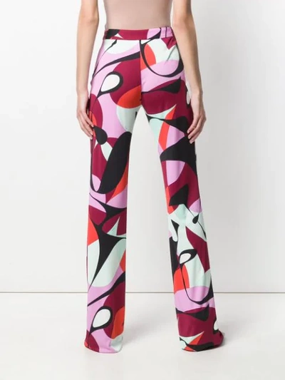 Shop Emilio Pucci Alex Print Flared Trousers In 009 Nero/bordeaux