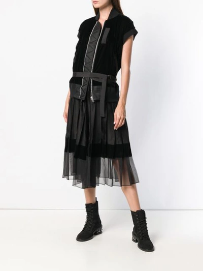 Shop Sacai Deconstructed Bomber Dress - Black