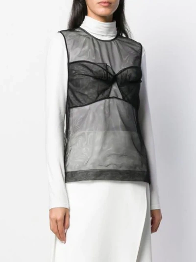 Shop Simone Rocha Sheer Bustier-style Blouse In Black