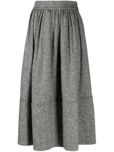 Shop Holland & Holland Mid-length Pleated Skirt In Grey