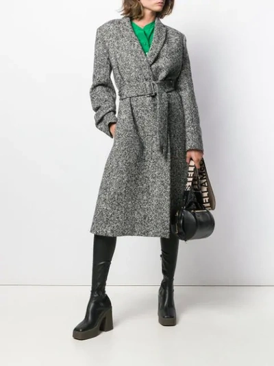 Shop Stella Mccartney Melange Knit Wool Coat In Black