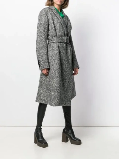 Shop Stella Mccartney Melange Knit Wool Coat In Black