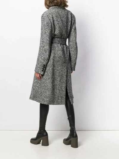 Shop Stella Mccartney Melange Knit Wool Coat In Black