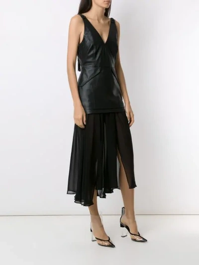 Shop Andrea Bogosian Leather Midi Dress In Black