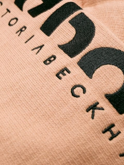 Shop Victoria Beckham Collaboration Logo Print Track Pants In Neutrals