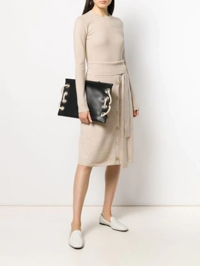 Shop Joseph Knitted Midi Skirt In Neutrals