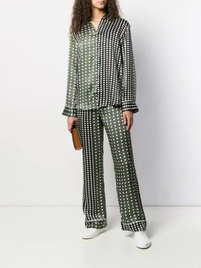 Shop Asceno Dotted Silk Pajama Bottoms In Green