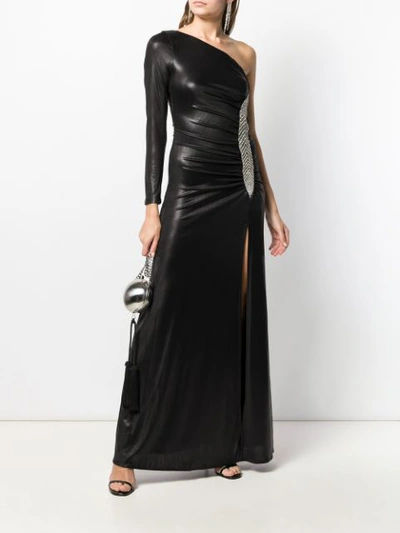 Shop Christian Pellizzari One-shoulder Gown In Black