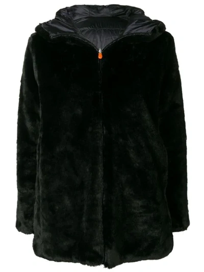 Shop Save The Duck Hooded Coat In Black