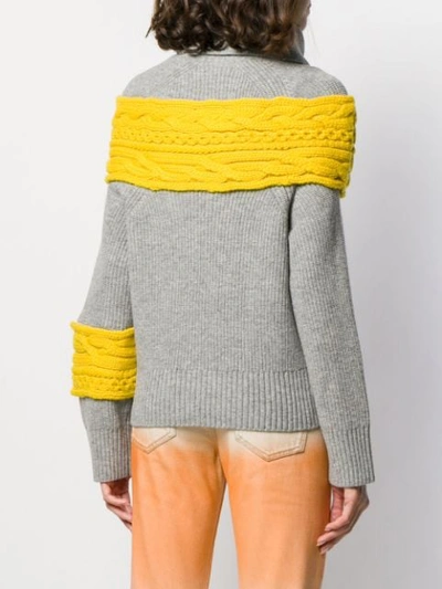 Shop Sacai Contrast Panel Jumper In 380 Gray/yellow