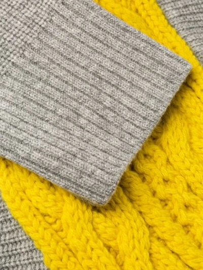 Shop Sacai Contrast Panel Jumper In 380 Gray/yellow
