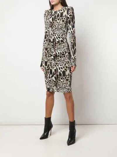 Shop Alexandre Vauthier Lynx Print Dress In Brown