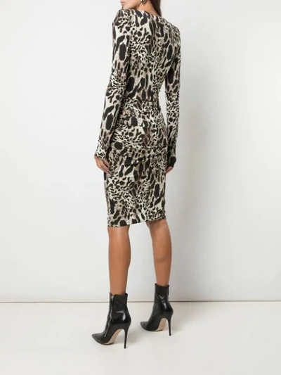 Shop Alexandre Vauthier Lynx Print Dress In Brown