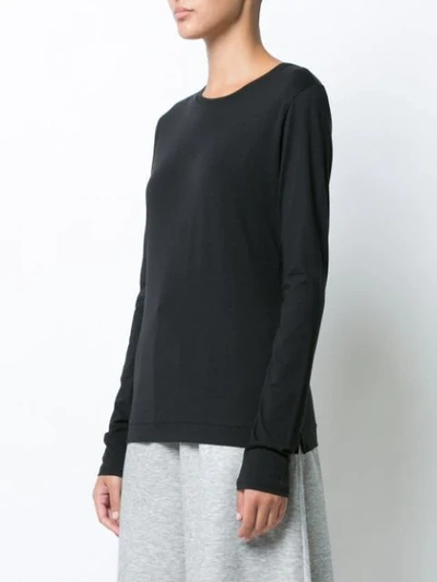 Shop Adam Lippes Langarmshirt Mit Rundhalsausschnitt In Black