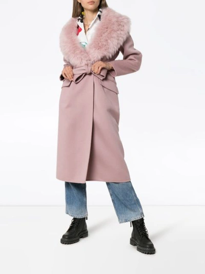 Shop Prada Oversized Collar Mid-length Coat In Pink