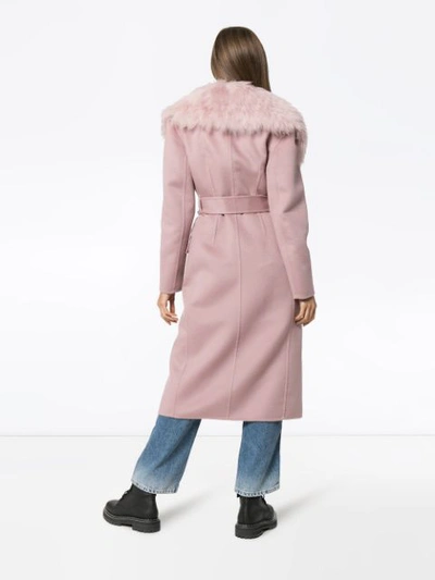 Shop Prada Oversized Collar Mid-length Coat In Pink
