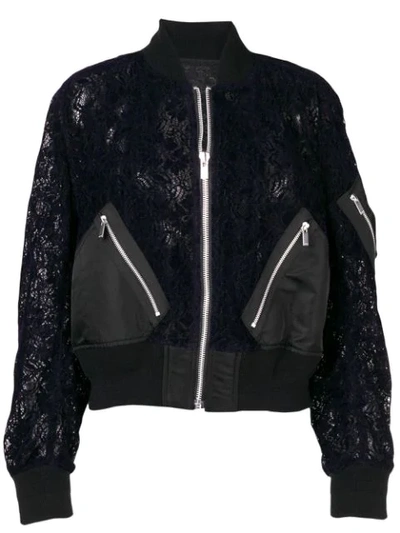 Shop Sacai Bomberjacke Mit Spitze In Blue