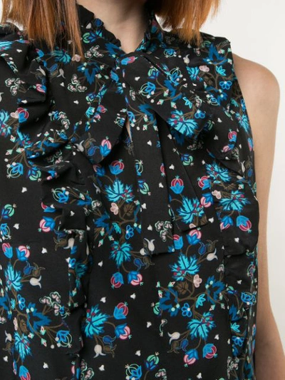 ALTUZARRA FLORAL PRINT TIE NECK BLOUSE - 黑色