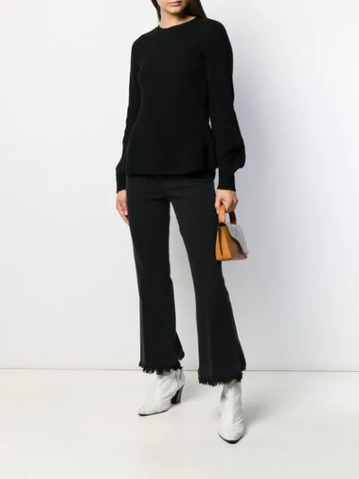 Shop Alberta Ferretti Puff Sleeve Sweater In Black