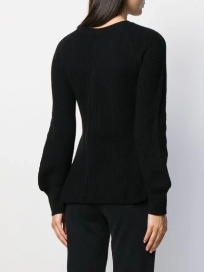 Shop Alberta Ferretti Puff Sleeve Sweater In Black