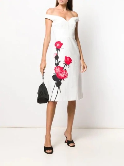 Shop Prada Rose Print Dress In White