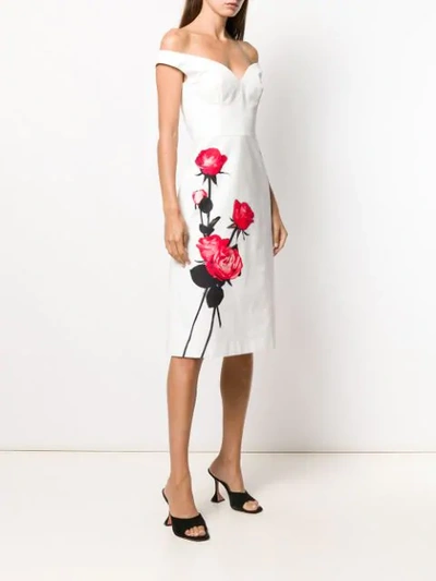 Shop Prada Rose Print Dress In White