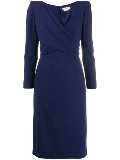 Shop Alexander Mcqueen Draped Mid-length Dress In Blue