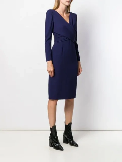 Shop Alexander Mcqueen Draped Mid-length Dress In Blue