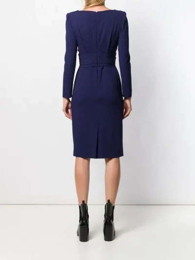 Shop Alexander Mcqueen Draped Mid-length Dress In Blue