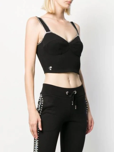 Shop Philipp Plein Embellished Cropped Top In Black