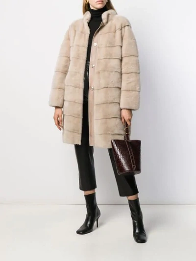 Shop Manzoni 24 Layered Panels Coat In Neutrals