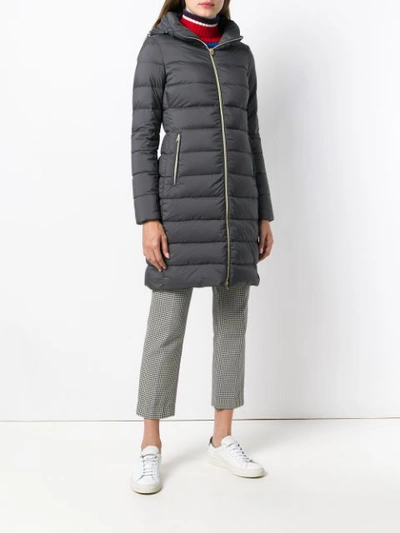 Shop Herno Padded Zipped Coat - Grey