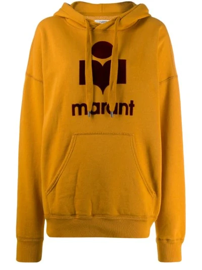 Shop Isabel Marant Étoile Logo Print Oversized Hoodie In Yellow