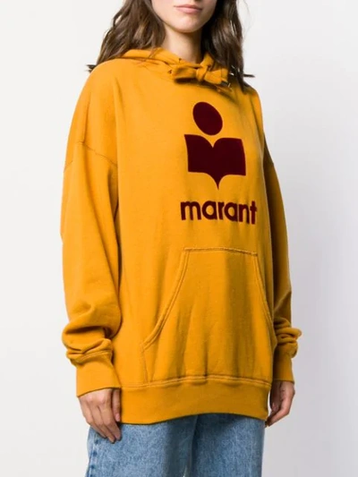 Shop Isabel Marant Étoile Logo Print Oversized Hoodie In Yellow