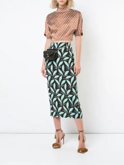 Shop Diane Von Furstenberg Dvf  Leaf Print Fitted Skirt - Black