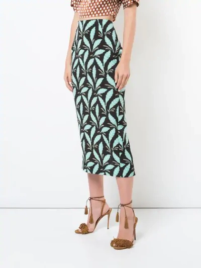 Shop Diane Von Furstenberg Dvf  Leaf Print Fitted Skirt - Black