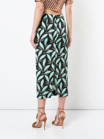 DVF DIANE VON FURSTENBERG LEAF PRINT FITTED SKIRT - 黑色